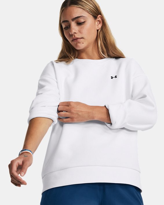 Women's UA Unstoppable Fleece Crew in White image number 3